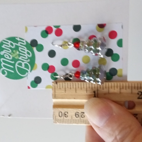 Handmade Crystal prism dangle Christmas Tree earrings - Picture 4 of 4